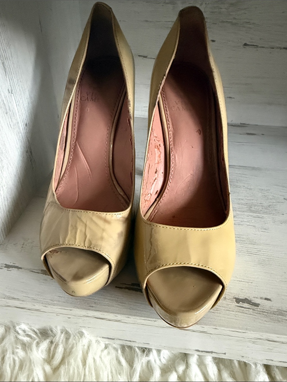 Vince Camuto Pale Yellow Peep-Toe Pumps